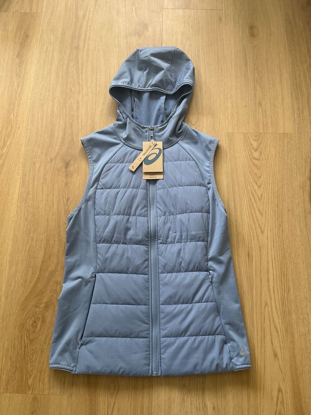 NWT! Asics Hybrid Hooded Reflective Running Vest - Size Small - Blue